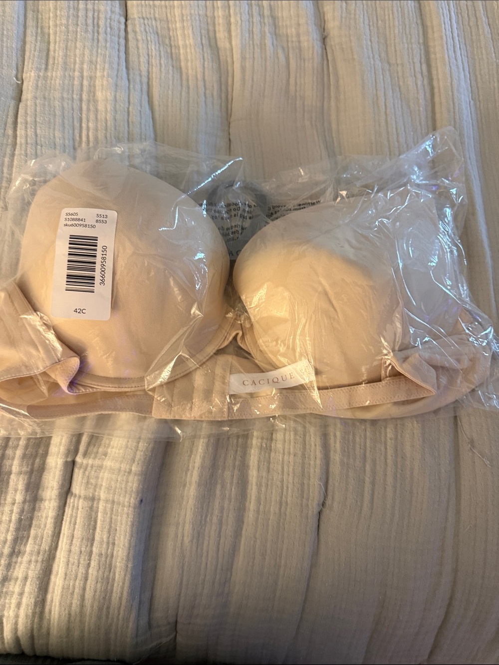 NWT Cacique Beige Boost Plunge Bra 42C